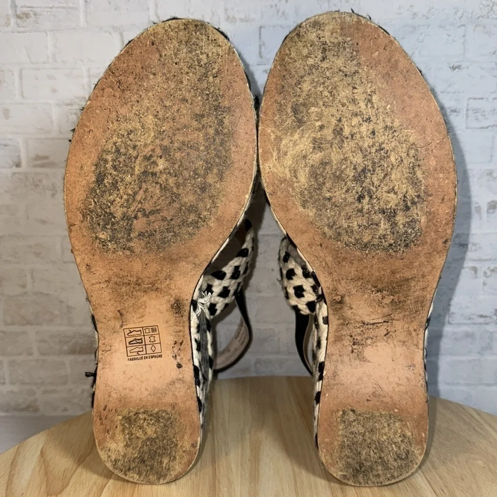 Free People Dolce Platform Wedge Woven Black White Boho Espadrille Sandal Shoes